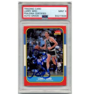 1986 Fleer Larry Bird Signed PSA Mint 9