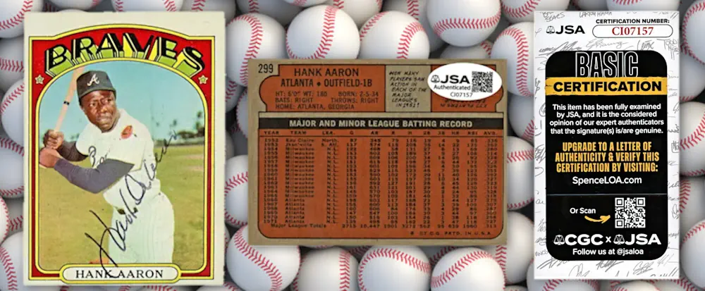 Hank Aaron 1972 Topps 299 autographed