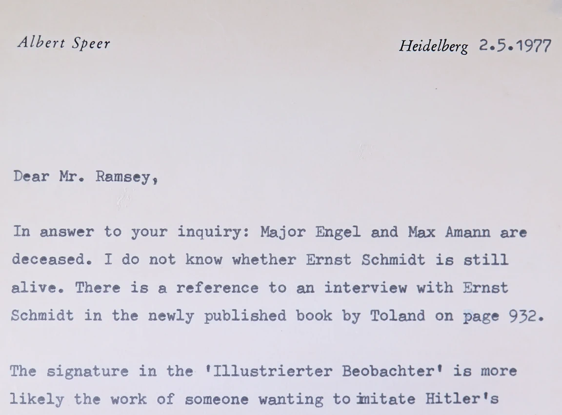1977 Albert Speer Signed Personal Letter - Image 3